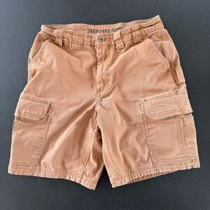 Duluth Trading Co Mens Size 34 Flex Fire Hose Cargo Shorts Relaxed Fit Brown 9”